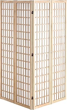 VEVOR Room Divider 4-Piece Japanese Privacy Screen Foldable Divider Portable Decorative Screen for Room Separation Room Divider Suitable for Office Restaurant Bedroom (Natural)