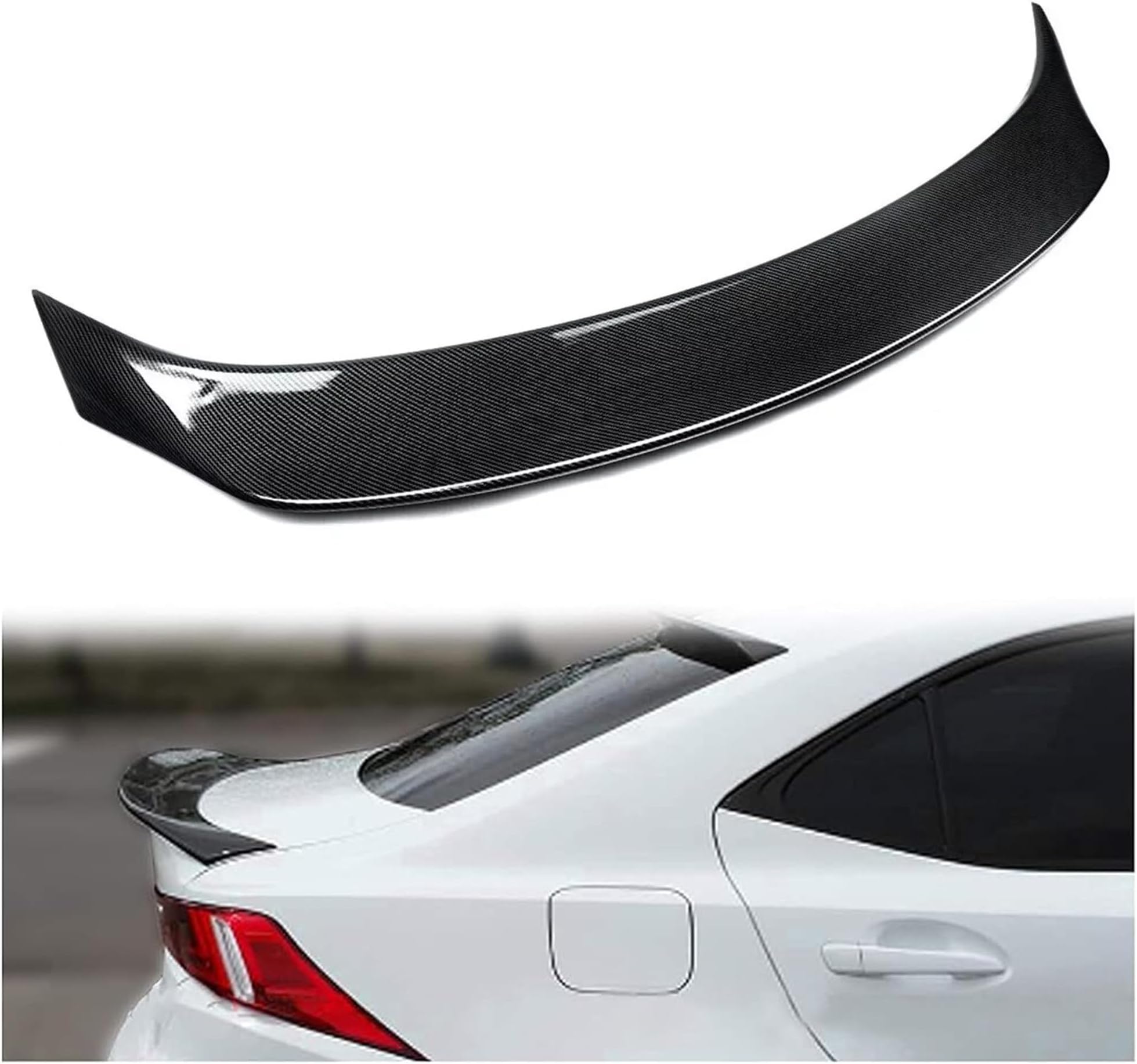 ECOTRIC Rear Trunk Spoiler Wing Lid Compatible with 14-20 Lexus IS200T IS250 IS300 IS350 Carbon Fiber Style Durable Plastic