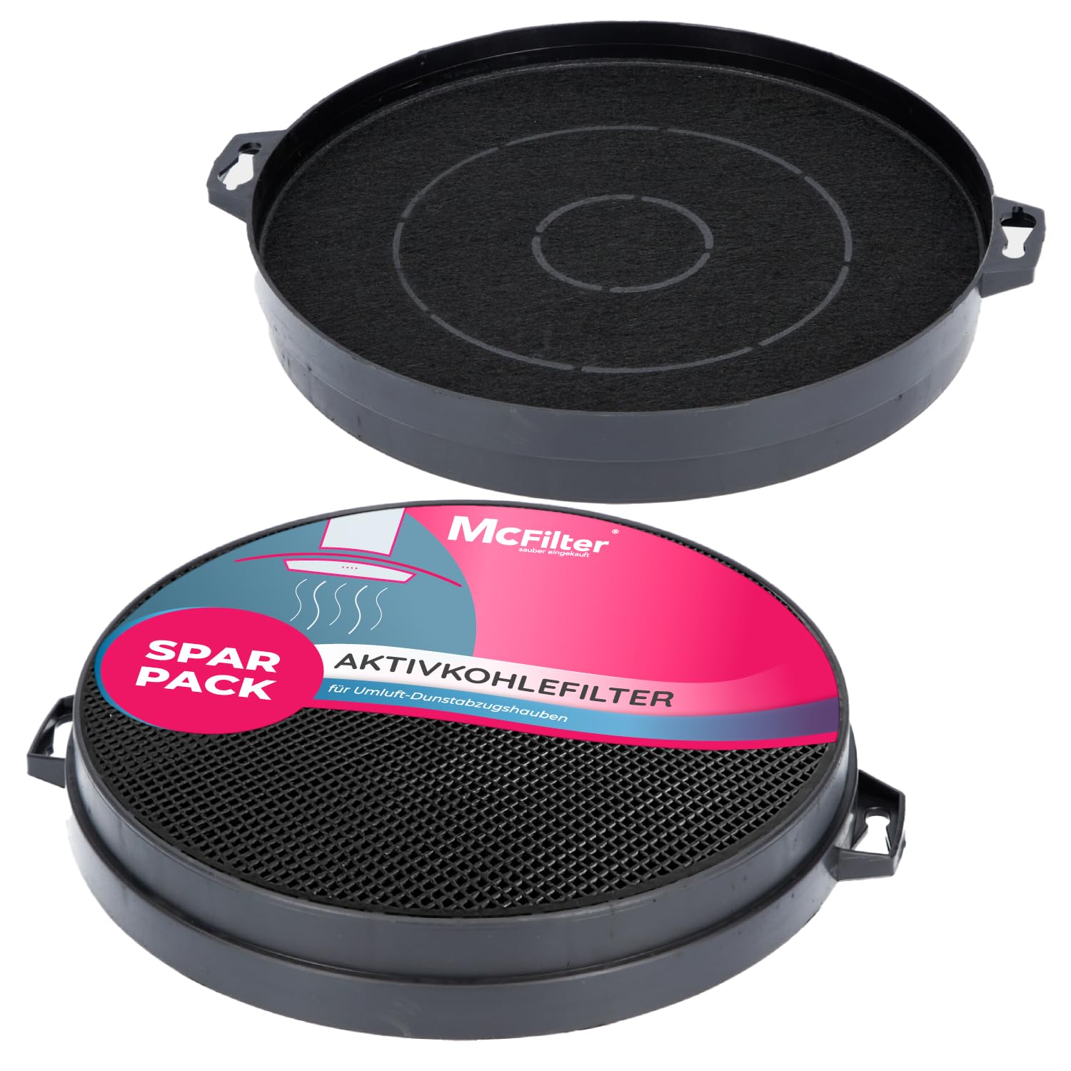 McFilter | 2x filtro a carboni attivi Ø 210 mm per cappa da cucina adatto a Constructa 00353121, Bosch/Neff DHZ5140, Bauknecht 481281718524 AEG/Juno 902979371/9 - Filtro per cappa da cucina