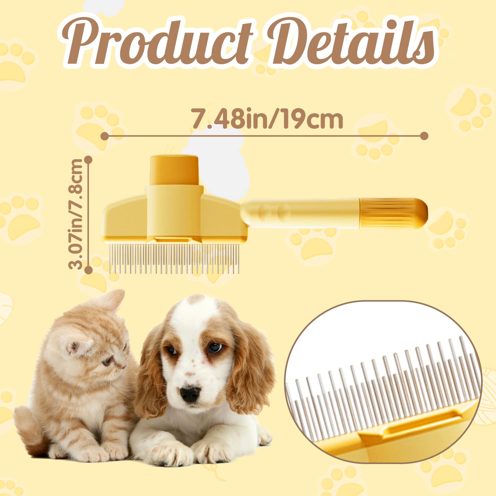 Double Pack Pet Grooming Combs, Stainless Steel Teeth for Cats & Dogs - Image 3