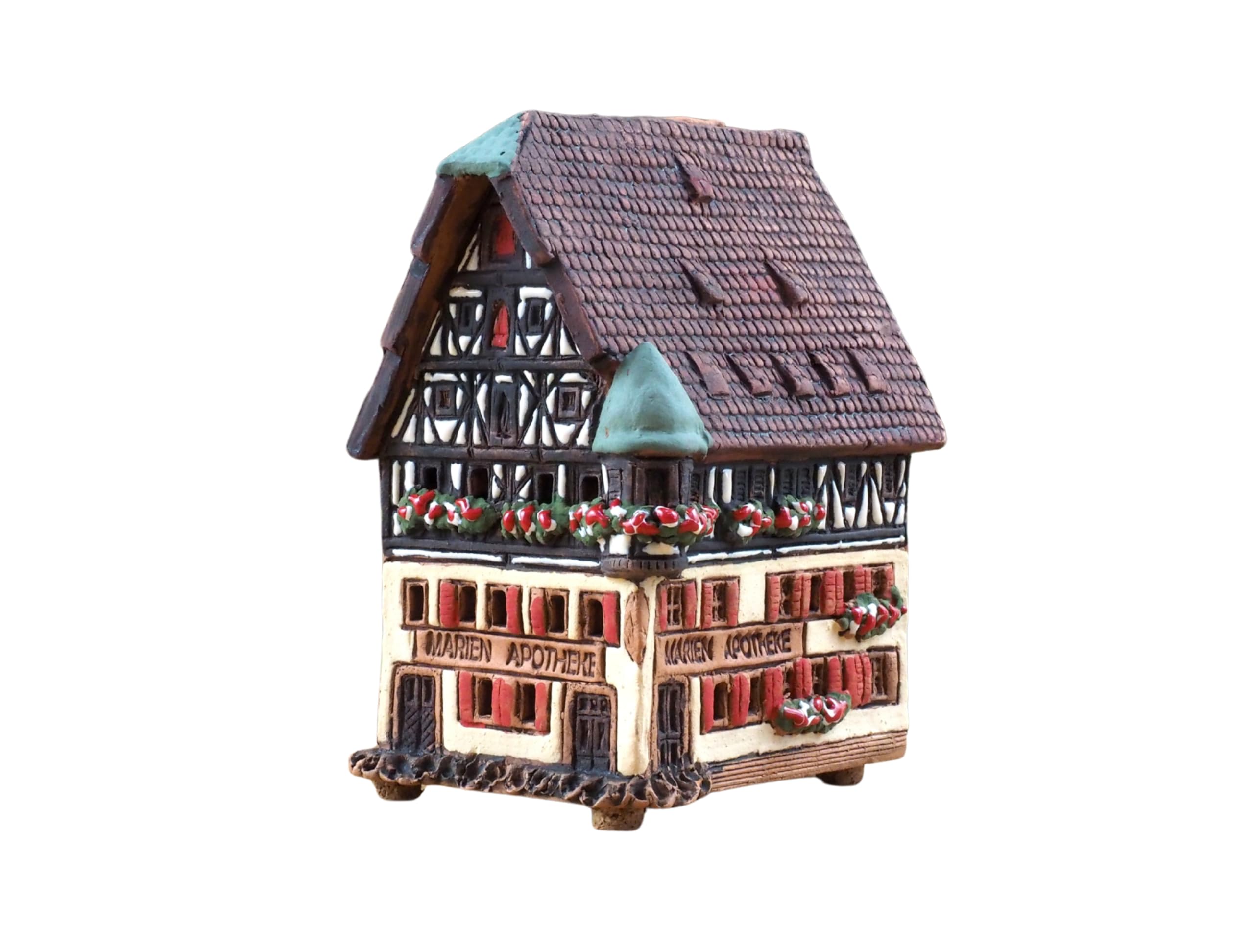 Keramik Lichthäuser, Räucherhaus, Keramikhaus Deko, Häuser, Künstlerisches Miniatur der originalen Marienapotheke in Rothenburg, Deutschland R278