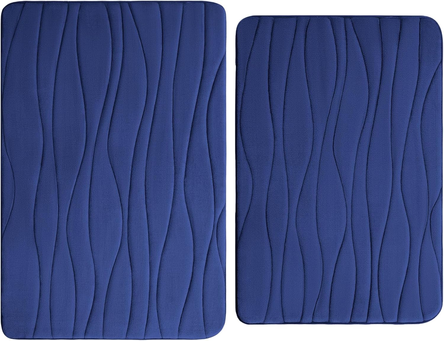 Buganda Memory Foam Bathroom Rugs 2 Pieces, Bath Rug Size 30x20 and 36x24 in Navy, 2 Item Bundle