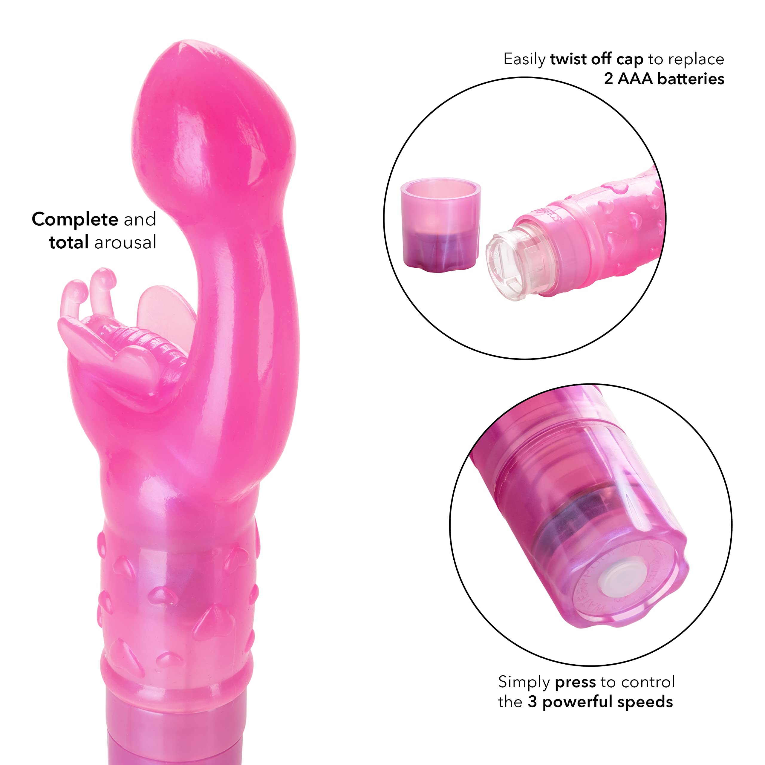 CalExotics Original Butterfly Kiss Vibrator - Multi-Speed Waterproof Vibe – Adult Sex Toys for Couples - Clitoral G Spot Massager –: Pink