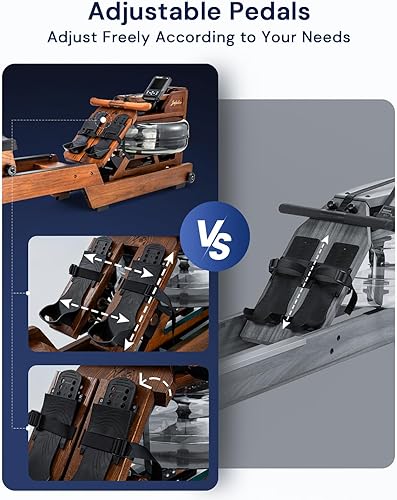 Miniatura 2 de Máquina de remo de agua con monitor de rendimiento TM-3, carga máxima de 400 libras, máquina de remo de madera de roble