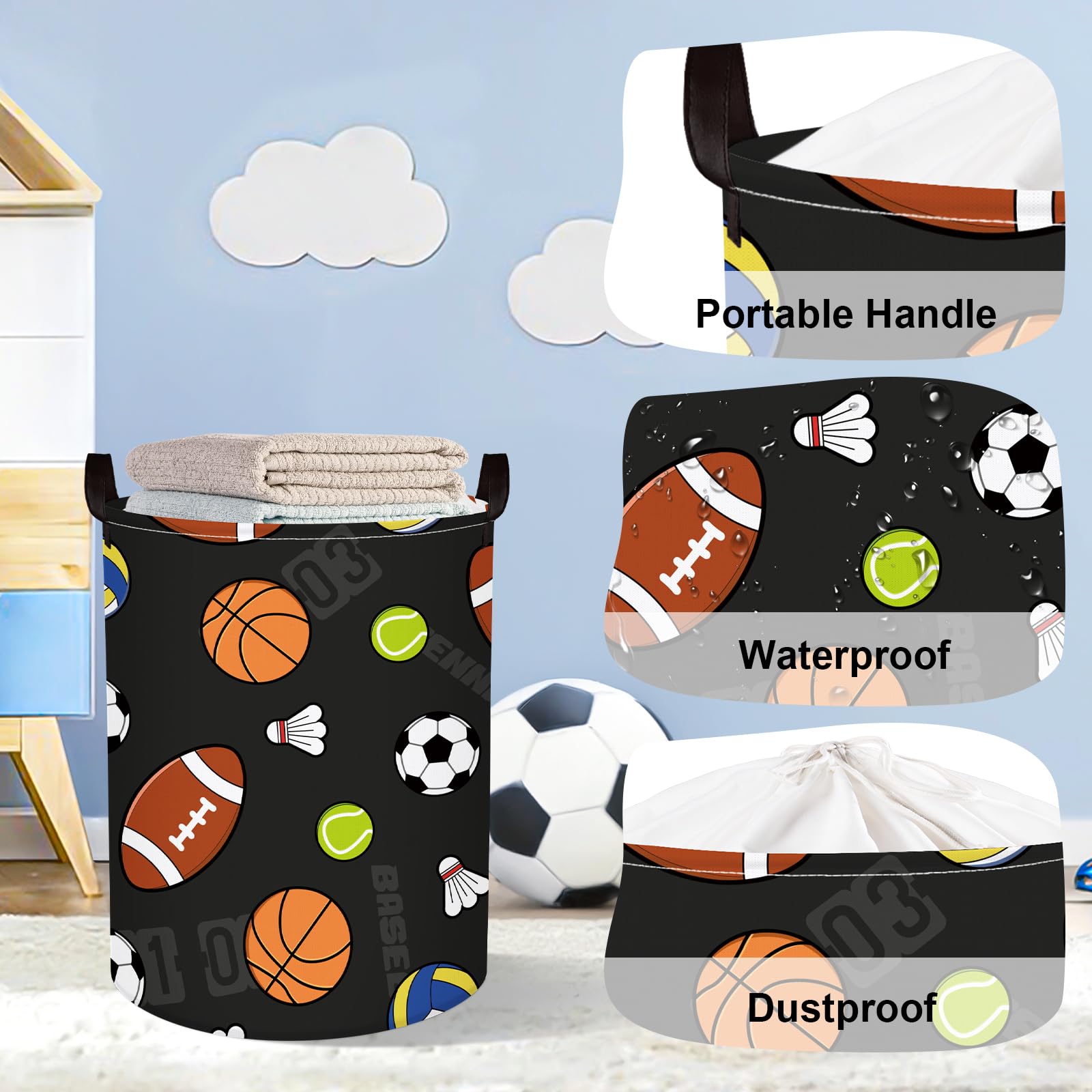 Clastyle Grote blauwe sportbal voor kinderen, wasmand met