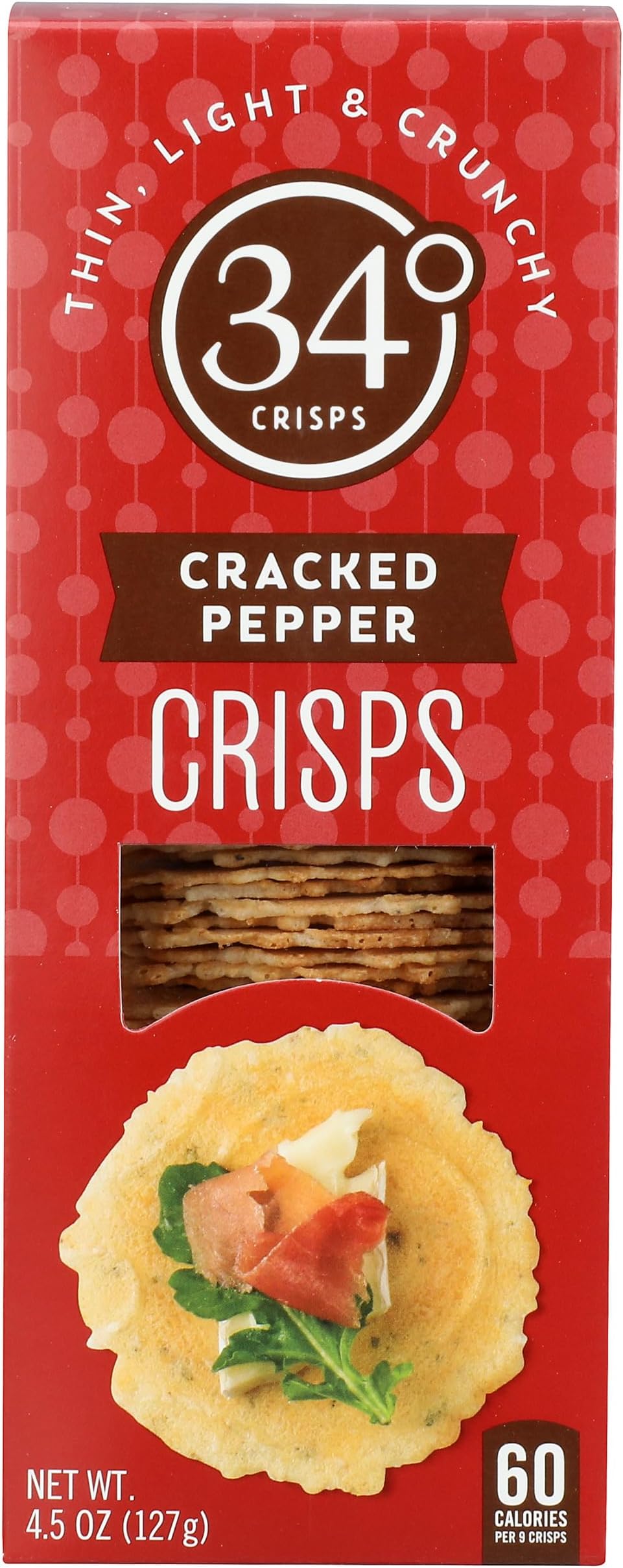 34 Degrees Crisps | Cracked Pepper Crisps | Thin, Light & Crunchy Crisps, Single Pack (4.5oz)