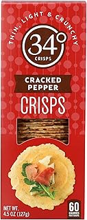 34 Degrees Crisps | Cracked Pepper Crisps | Thin, Light & Crunchy Crisps, Single Pack (4.5oz)