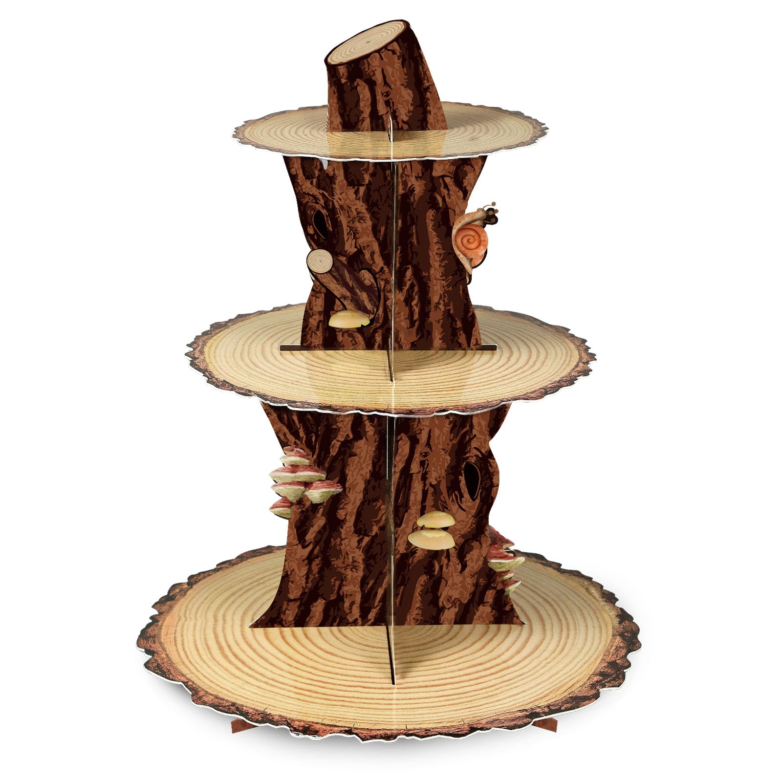 Présentoir à cupcakes en bois rustique à 3 niveaux pour gâteaux de fête Namalu