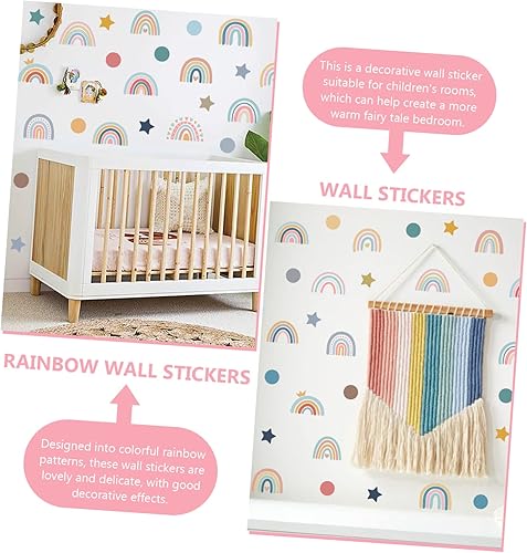 Miniatura 3 de Decoración única de la habitación de las niñas bebé niña arco iris decoración decoración pared calcomanías 4 hojas de dibujos animados arco iris