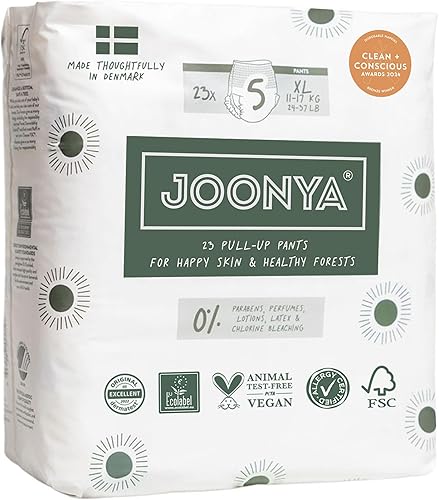Miniatura 13 de Joonya Pañales Tipo Calzón para Bebé, Talla 4 L (15-26 lb) - 6 Bolsas de 25 (150) - No Tóxicos, Ecológicos, Ultra Delgados, Uso Nocturno -