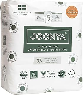 Joonya Höschenwindeln, Größe 5 XL (11-17 kg) - 1 Beutel mit 23 Stück - Schadstofffrei, Umweltfreundlich, Ultraflach, Für die Nacht - Hergestellt in Dänemark