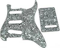 Vista 14 de KAISH Guardabarros de 11 agujeros estilo ST/Strat, SSS, con placa trasera ST, cubierta de trémolo para Stratocaster/Strat Gold Pearl de EE.