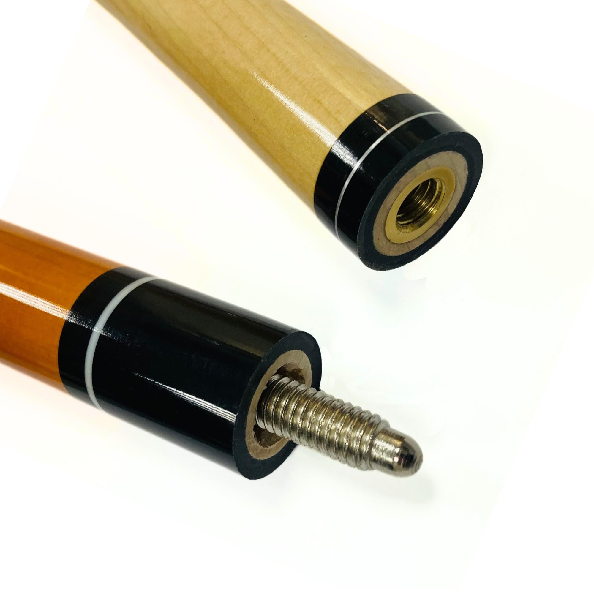 Winsport Billard Queue Eight-Ball 13 mm Profi-Klebleder, honigbraun gebeizt mit schönem 8-Ball Motiv, Ahornholz Pool Cue mit Nylon-Griffband, 147 cm, 2-TLG.