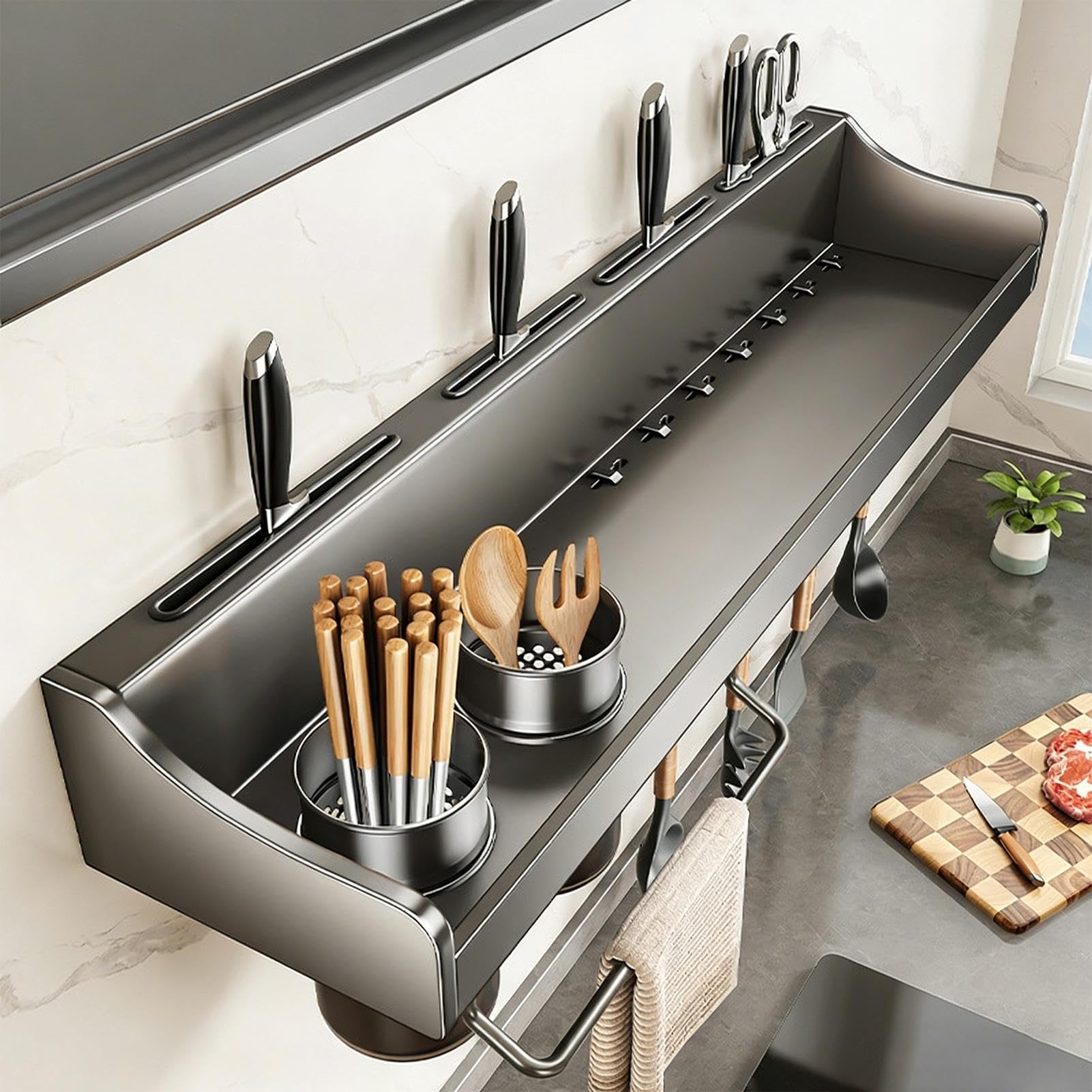 Küchenschneiderhalter, kein Bohren, starker Klebstoff, Küchenregale, Regale – für Kochschrank, Bar, , Zuhause, Innenutensilien