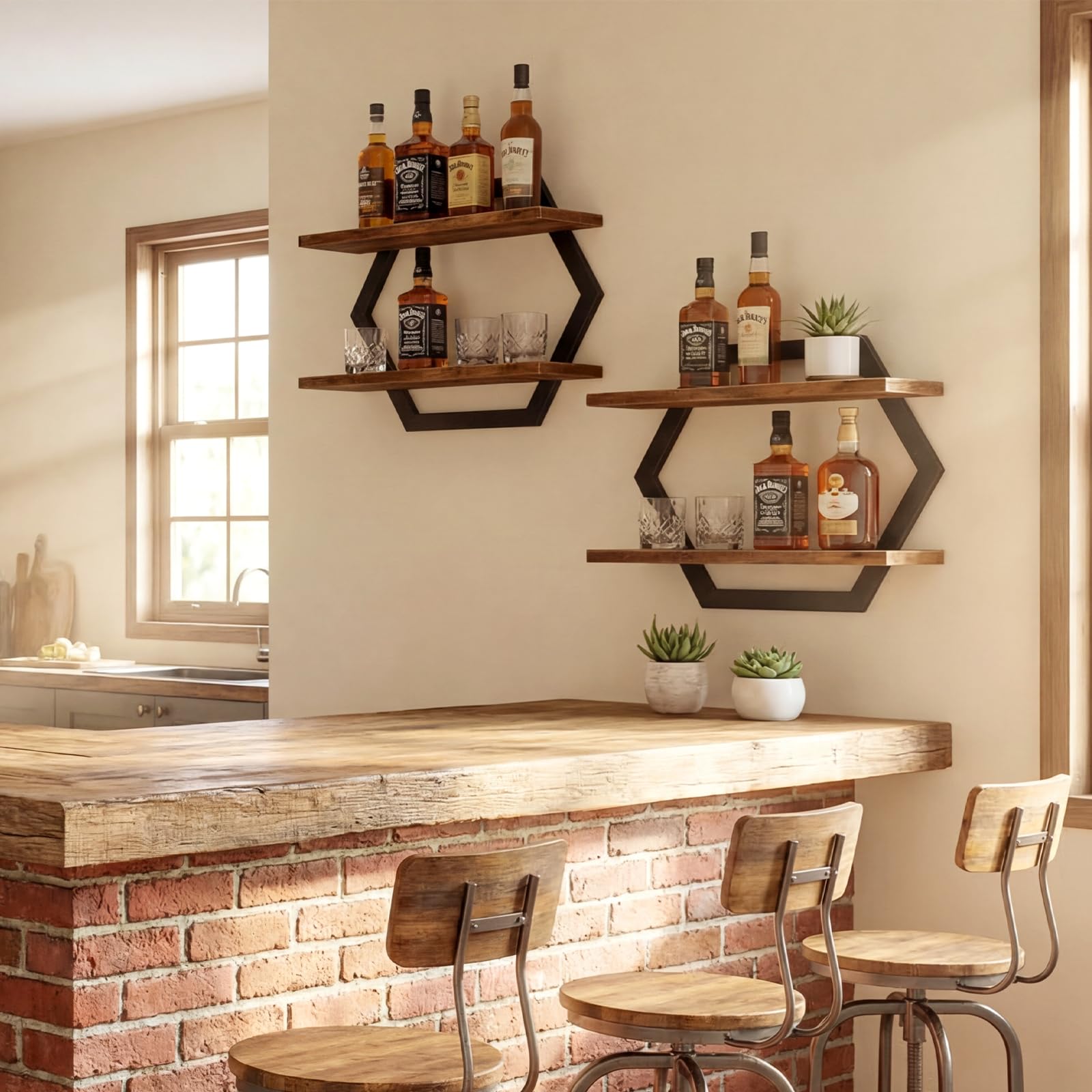 2 sztuki Półka ścienna, drewniane półki ścienne, DIY Deco pływający półka, pływająca półka do przechowywania do domu, salonu, sypialni, biura, łazienki, kuchni