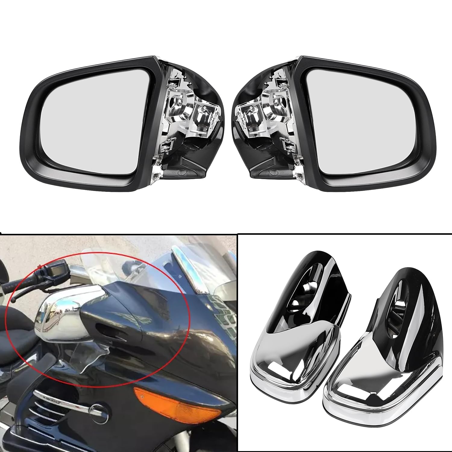 Nero & Cromo Specchi laterali retrovisori per B-MW K1200 K1200LT K1200M 1999-2008 2007 2006 K1200 LT/M K 1200 M/LT