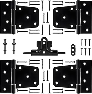 3-1/2" Heavy Duty Gate Hinges & Slide Bolt Gate Latch with Screws,Gate Hinges,mainly Used for Fence,shed Door,Yard Door,Barn Door,Outdoor and Indoors