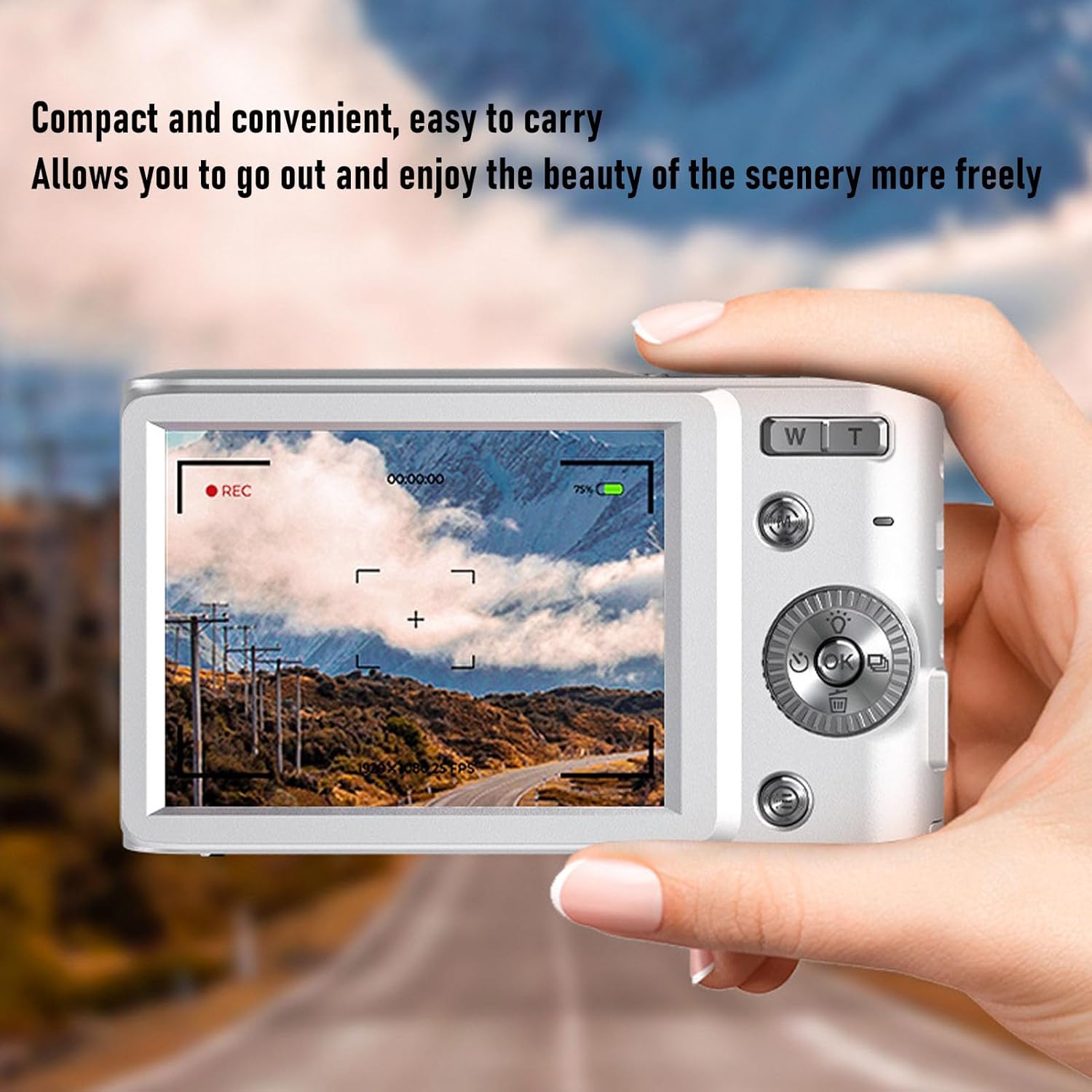 Sanpyl Digital Camera, 4K 50MP Cameras for Photography and Video, 16X Zoom 2.8in LCD Screen Vlog Camera, Portable Camera for Students, Beginners (White)