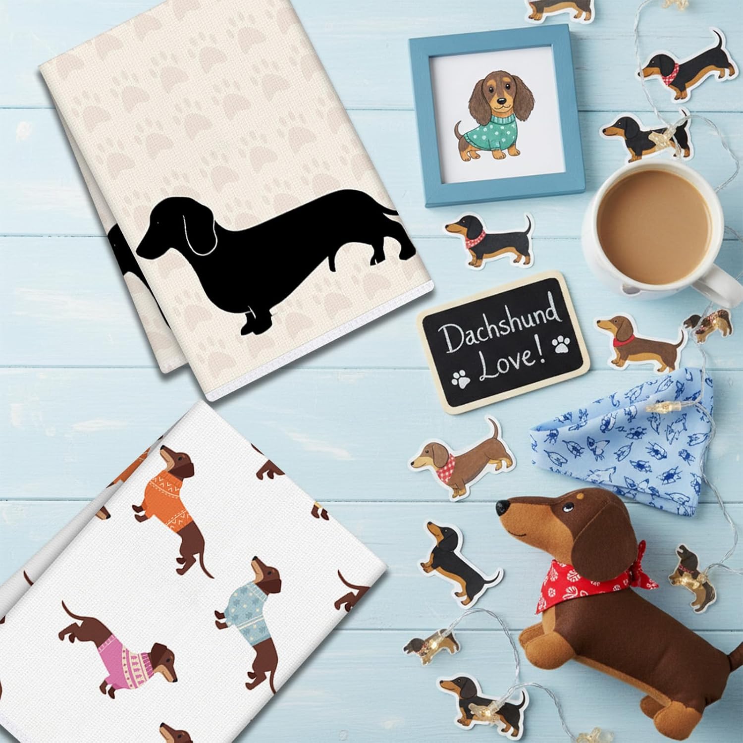 Dachshund Gifts Kitchen Towels, Funny Weiner Dog Dish Towels image 5