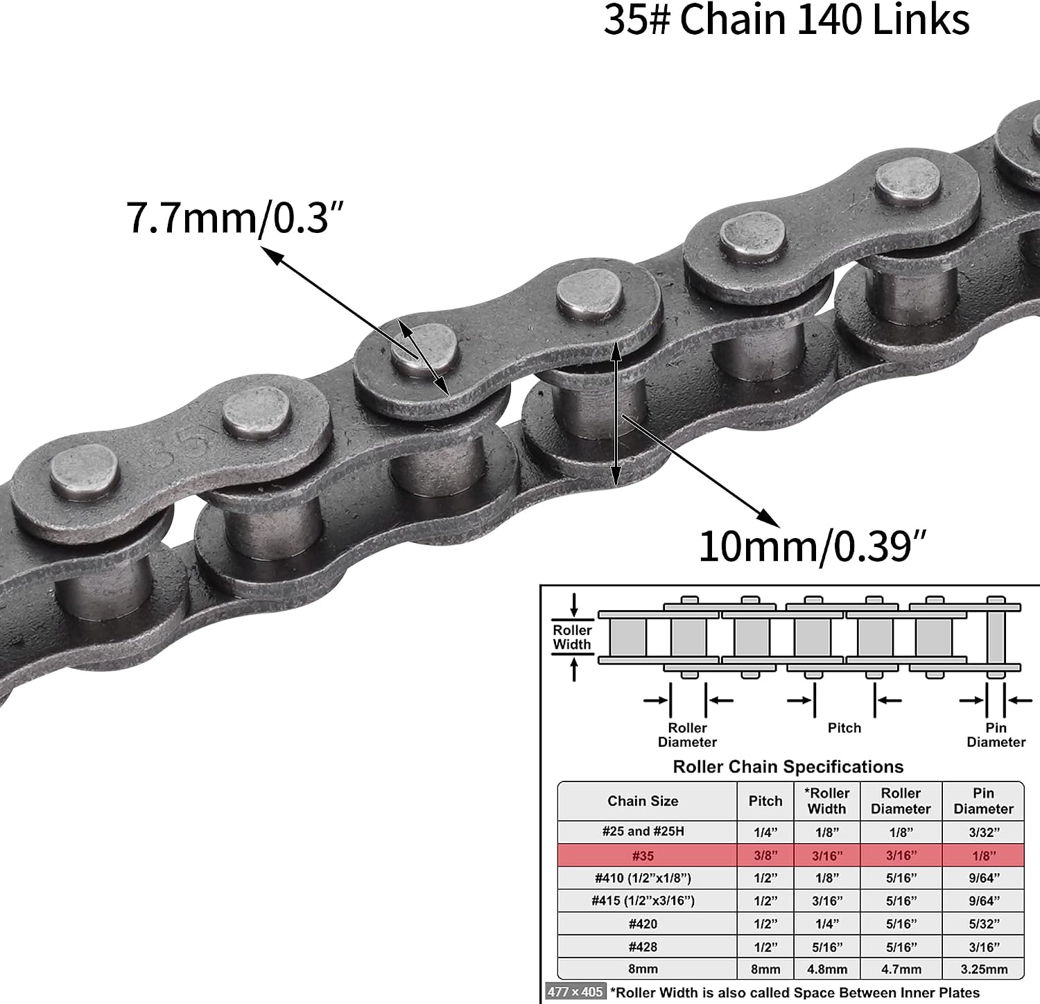 35 Chain Masters 140 Links #35 with Connecting Master Link for Baja Doodle Bug Blitz Dirt Bug Racer Motor Sports DB30 Harbor Freight Predator 212cc Go Kart Cart Motovox Mini Bike