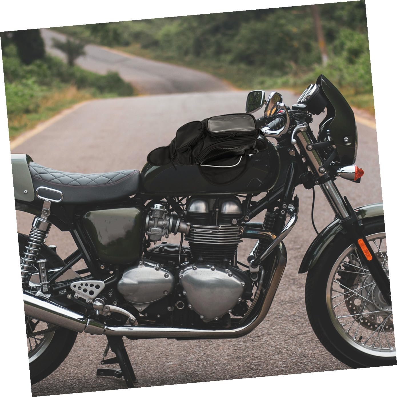 Magnetic Motorbike Bag with Transparent Phone Window Portable Motorcycle Tank Bag for Outdoor Riding Multi-function Handlebar Storage Pouch for Tools and Accessories
