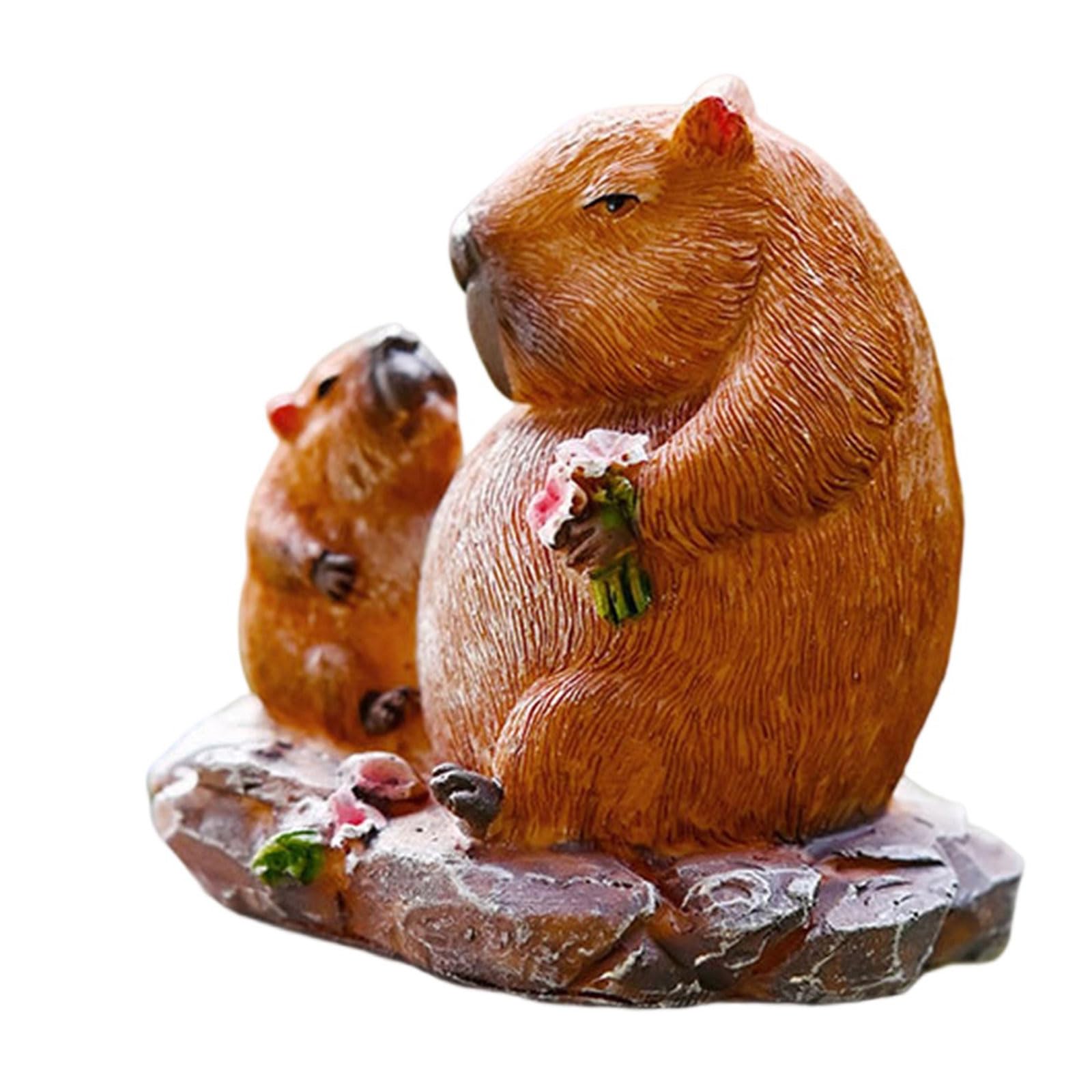 YROHGKPN Resins Mother Kid Capybaras Miniature Cartoon Figurine Collectibles for Animal Lover and Collectors Garden Ornament Gift Capybaras Figurine Garden Statue