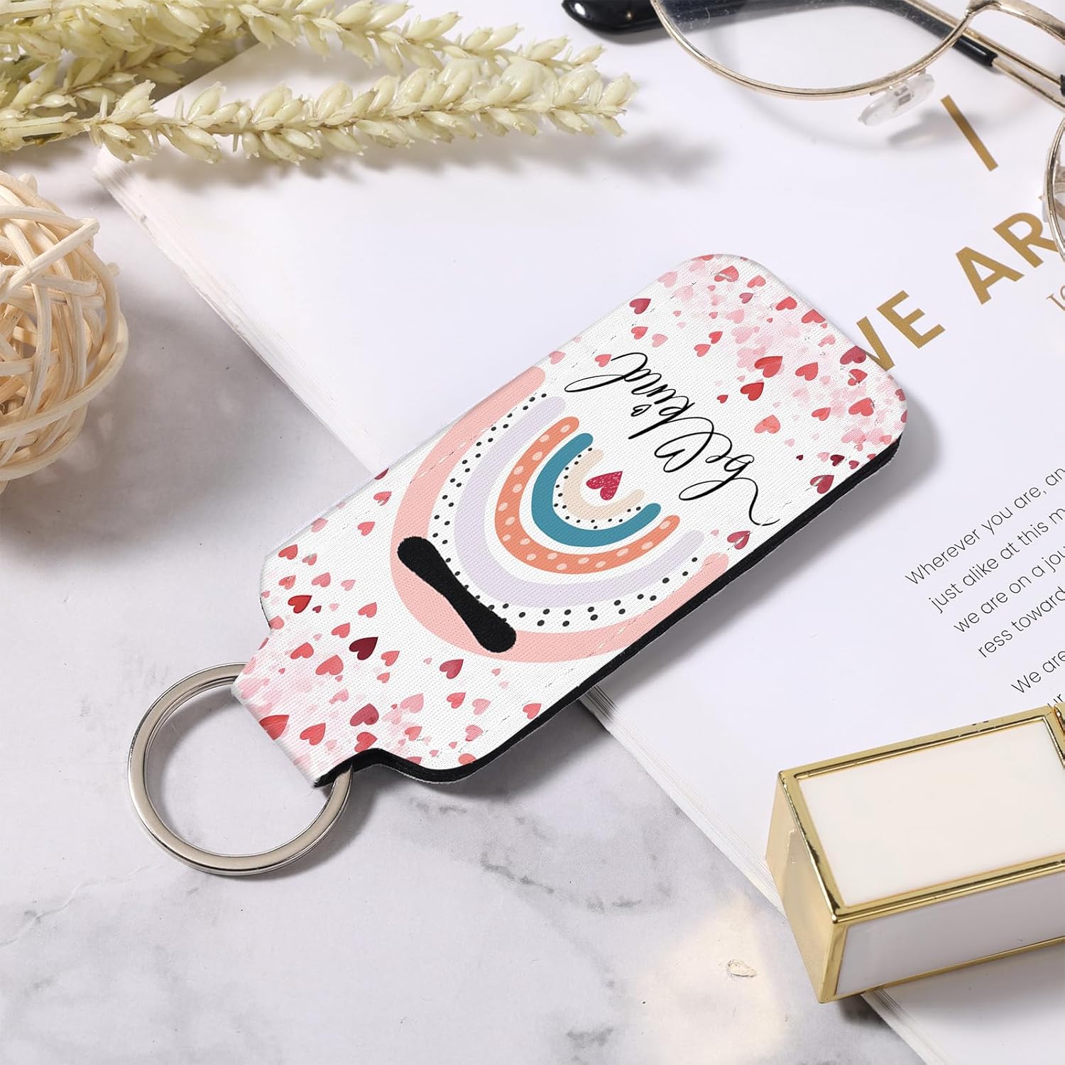 Lip Balm Holder Keychain,Cute Lip gloss Keychain,Lipstick Neoprene Clip-on Lip Balm Holder for Woman - Image 6