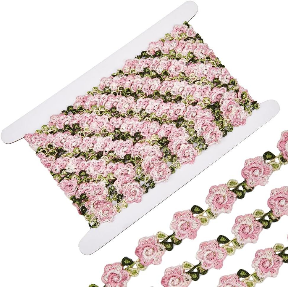 GORGECRAFT 5 Yards 0.8 Inch Wide Purple Floral Lace Ribbon Trim Polyester Lace Edge Trim Flower Embroidered Venice Lace Ribbon Upholstery Decorating Trim for Wedding Decoration Appliques Sewing