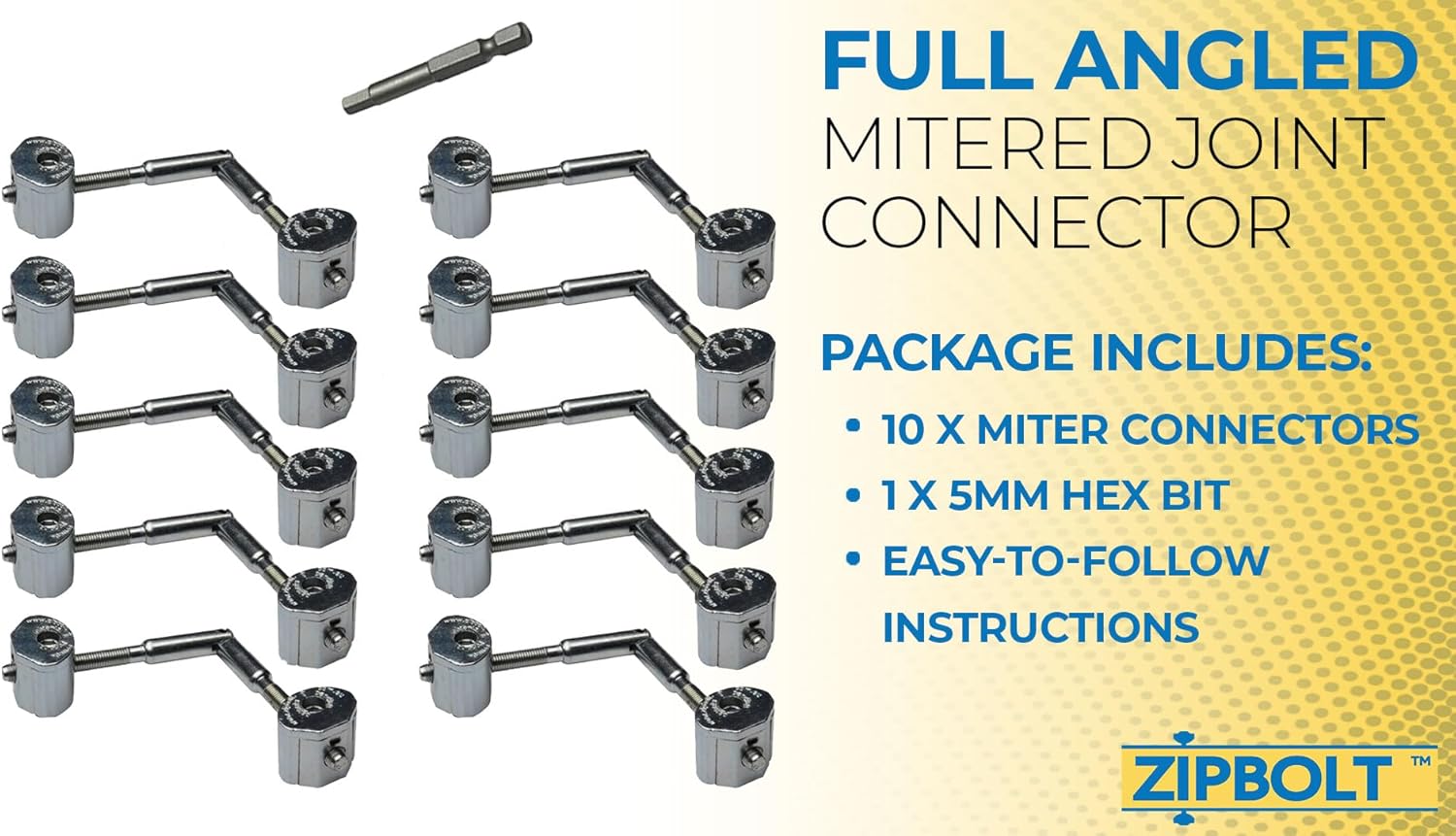 Zipbolt UT 11.600 Maxi Mitre Connector Bulk Pack — Connects Mitered Staircase Handrail Sections, Residential and Commercial Installation, New Construction and Remodels