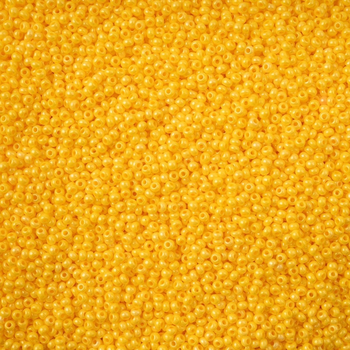 John Bead Czech Glass Seed Beads 11/0 (23g) Bright Yellow Chalk Sfinx Terra Dyed Bead for Jewelry Bracelet Necklaces DIY Art Craft Making