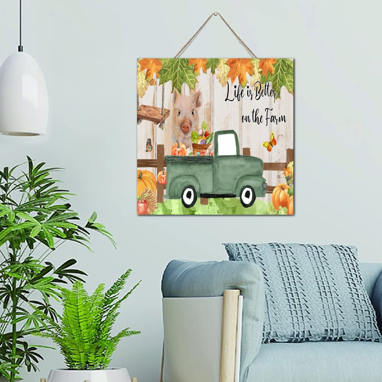 Plaque en bois chaleureuse pour célébrer la douceur de vivre à la campagne au quotidien