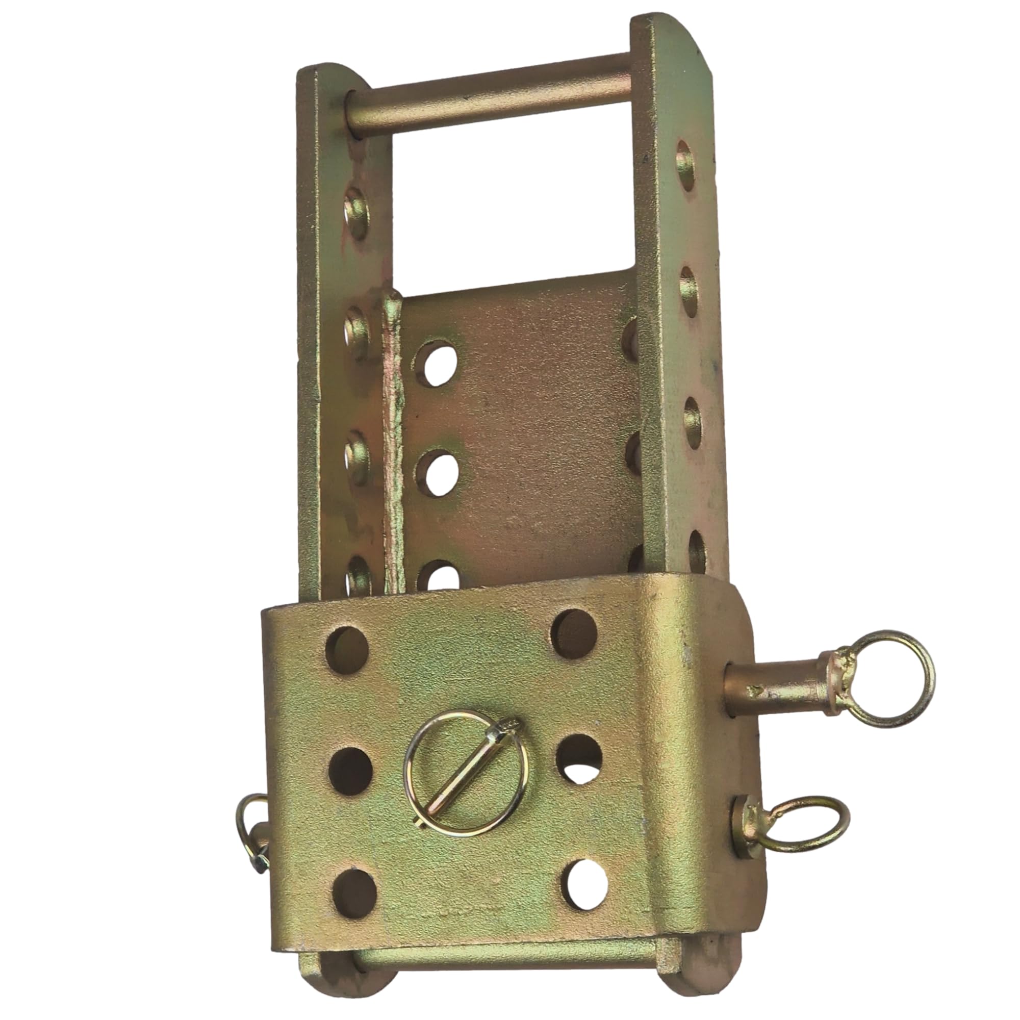Adaptador de Enganche de Remolque con Placa de Caída Ajustable - Altura del Enganche de Remolque - Jeeps, Camiones, 4x4 - Máx. Remolque 3500 kg - 370 mm - Chapado en Zinc Amarillo