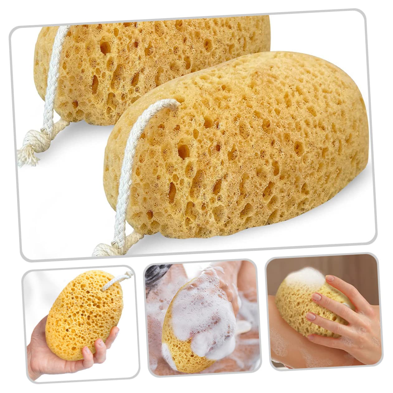 Healeved 8piezas Esponjas De Baño Exfoliantes Esponjas Suaves y Absorbentes Para Ducha Limpieza Profunda y Cuidado Piel Diseño Ergonómico y Lazo Para Secado Rápido