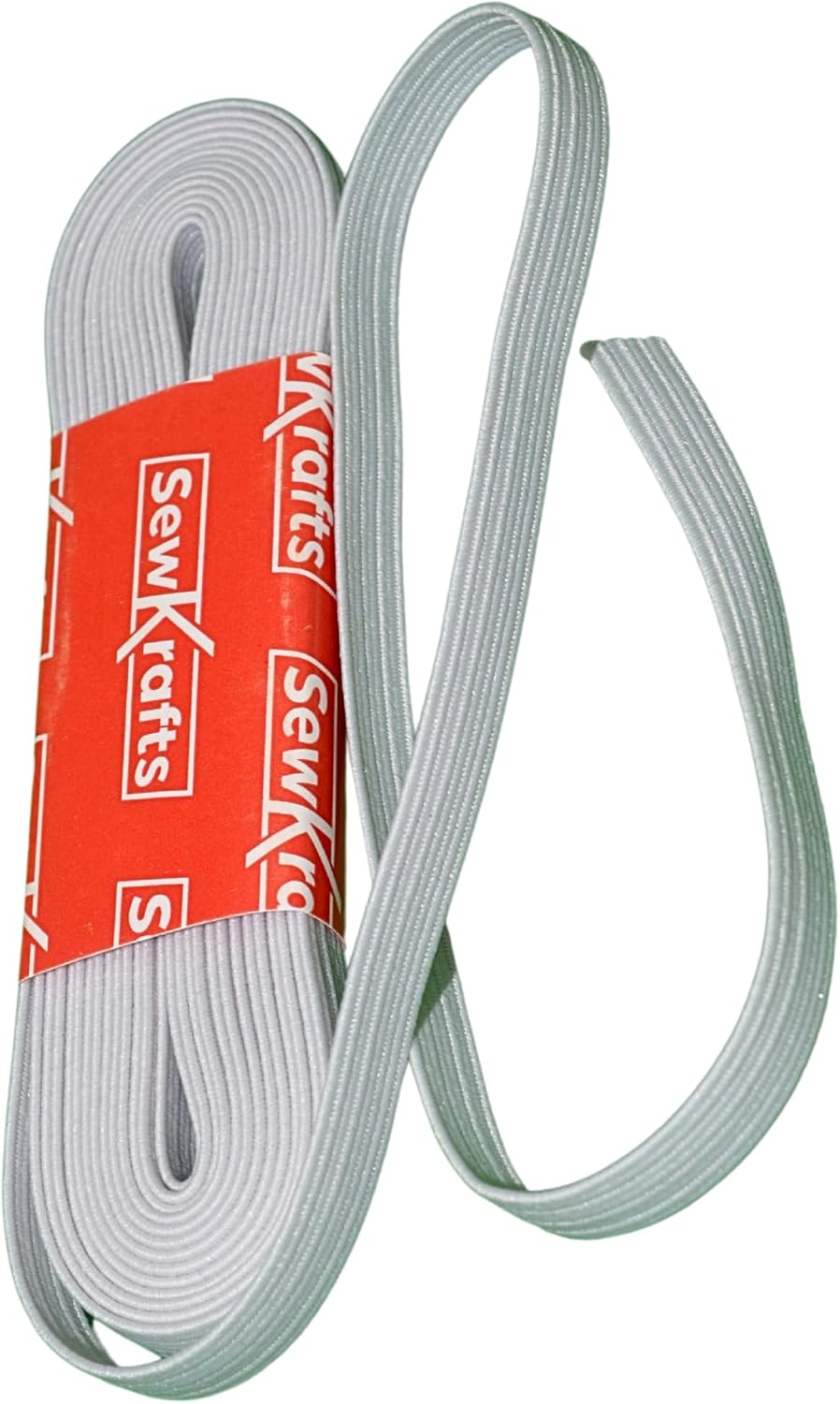 SewKrafts Braided Elastic for Sewing, 1/4 Inch x 3 Yards, White, Soft & Stretchy Elastic for Scrunchies, Necklines, Waistbands, Leg Bands & Swimwear - Durable Stretch Strap