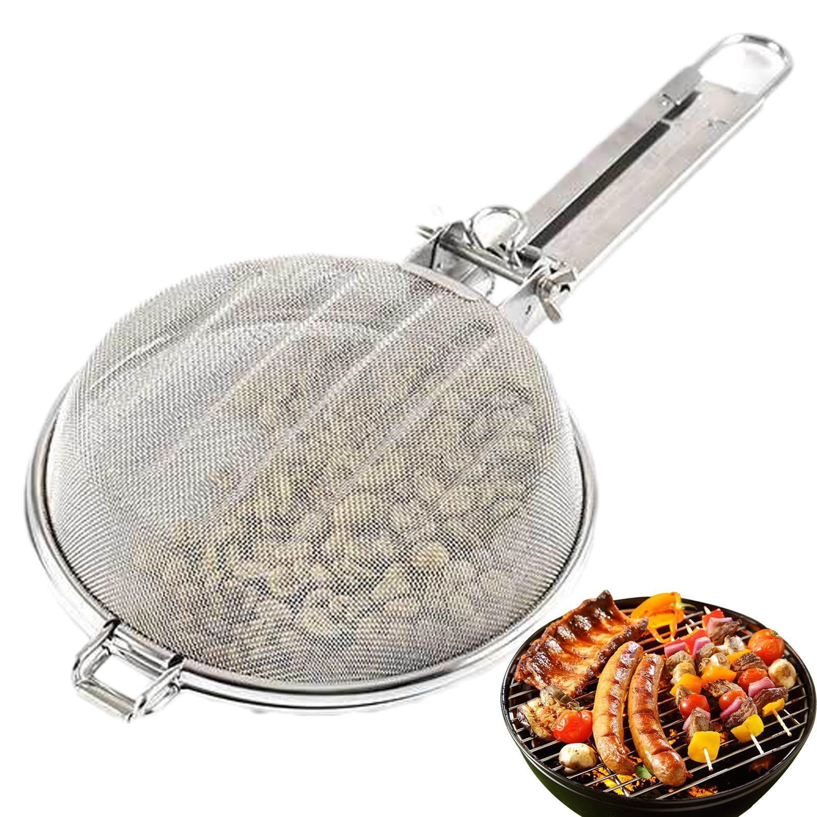 Cestino per griglia espandibile, cestino per griglia da esterno, in acciaio inox, per barbecue per grigliare all'aperto, verdure, pesce, gamberetti, verdure e kebab | in acciaio , per barbecue per grigliare all'aperto, verdure, pesce, gamberetti, verdure