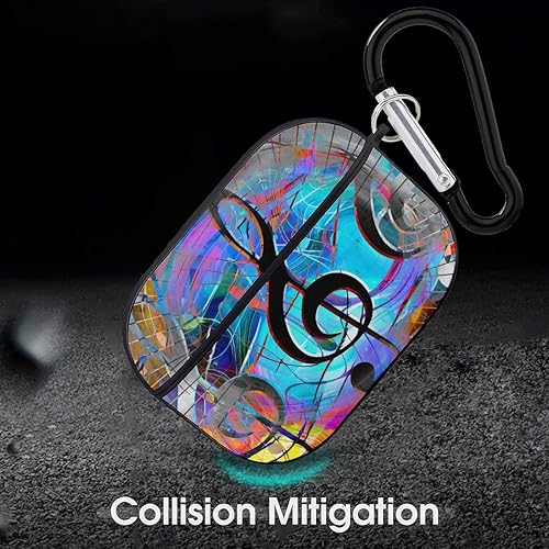 Miniatura 5 de Notas musicales y clave en el espacio para AirPods Pro (21 generación), cubierta protectora de PC dura con llavero, LED frontal visible compatible