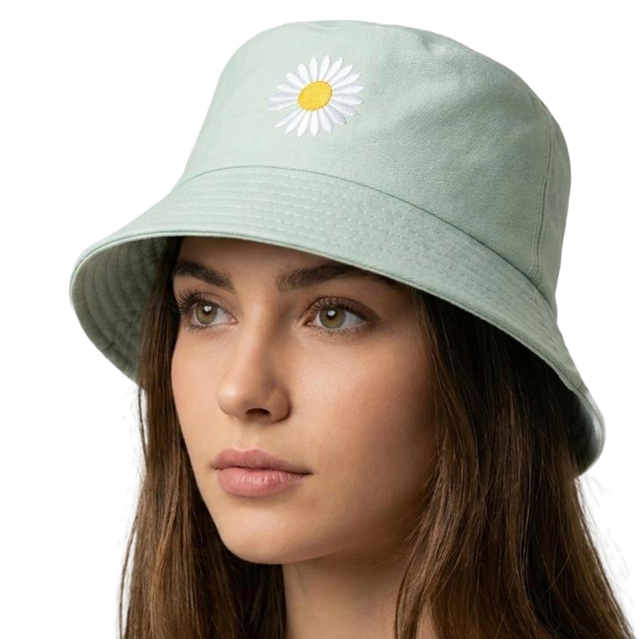Cotton Bucket Hat for Women and Girls | Embroidered Daisy Flower Aesthetic Summer Cap | Foldable Packable Sun Protection Travel Beach Hat-image-6
