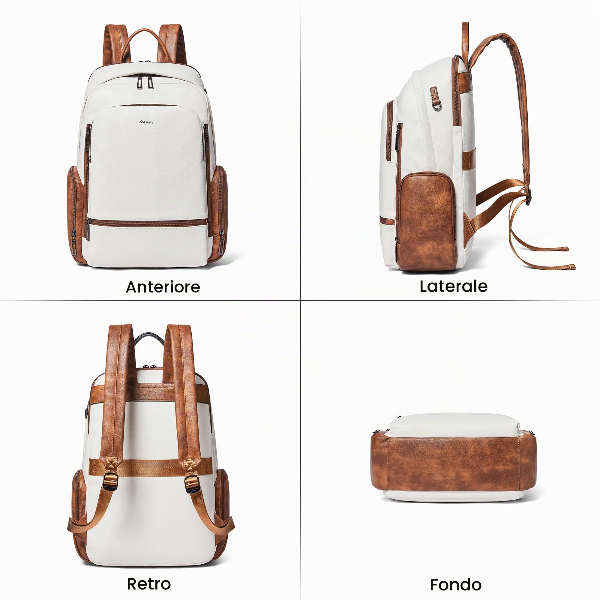 Zaini in pelle da donna, zaino per computer portatile da 15,6 pollici, elegante, borsa da lavoro, viaggi, università