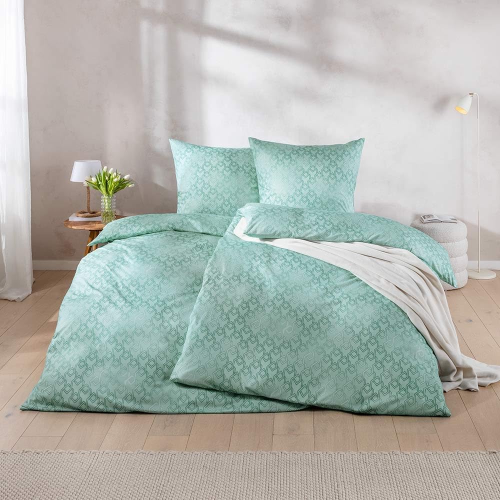 ESTELLA Mako Interlock Jersey Bettwsche Raya 135x200 Cm Jade  Bgelfrei &  Weich