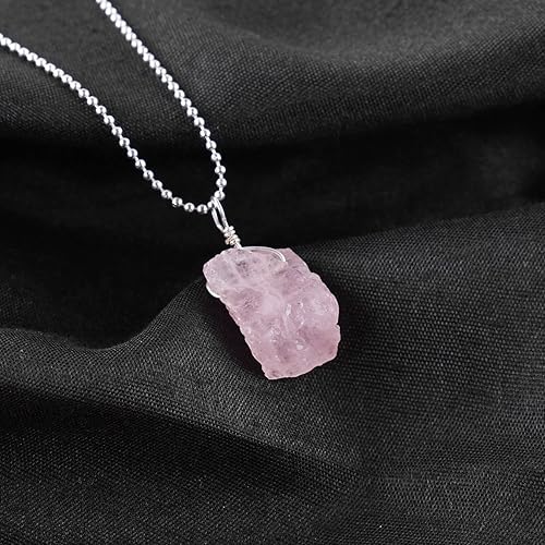 Miniatura 68 de Natural Raw Herkimer Diamond Quartz Pendant Necklace, Rough Gemstones, Chakra Healing Crystals, Silver Plated, April Birthstone, Handmade, Women