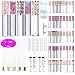 AMORIX 15ml Gold Cap Lip Gloss Tubes 50 pcs Lip Gloss Tubes with Wand
