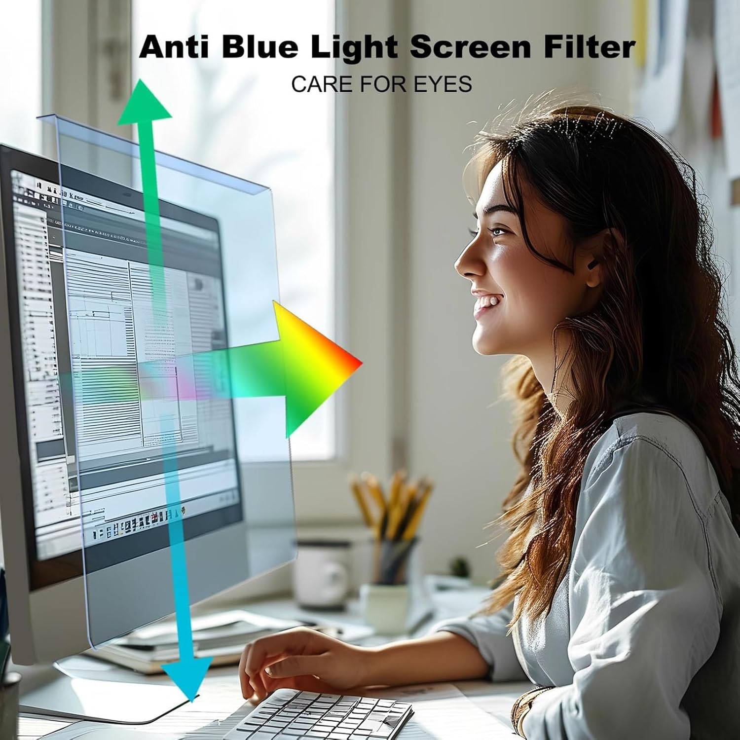 27 Inch Blue Light Blocking Screen Protector, Universal Computer Monitor Screen Filter (WxH: 24.1" x 14"), Anti Blue Light, Eye Protection, Reduce Eye Strain