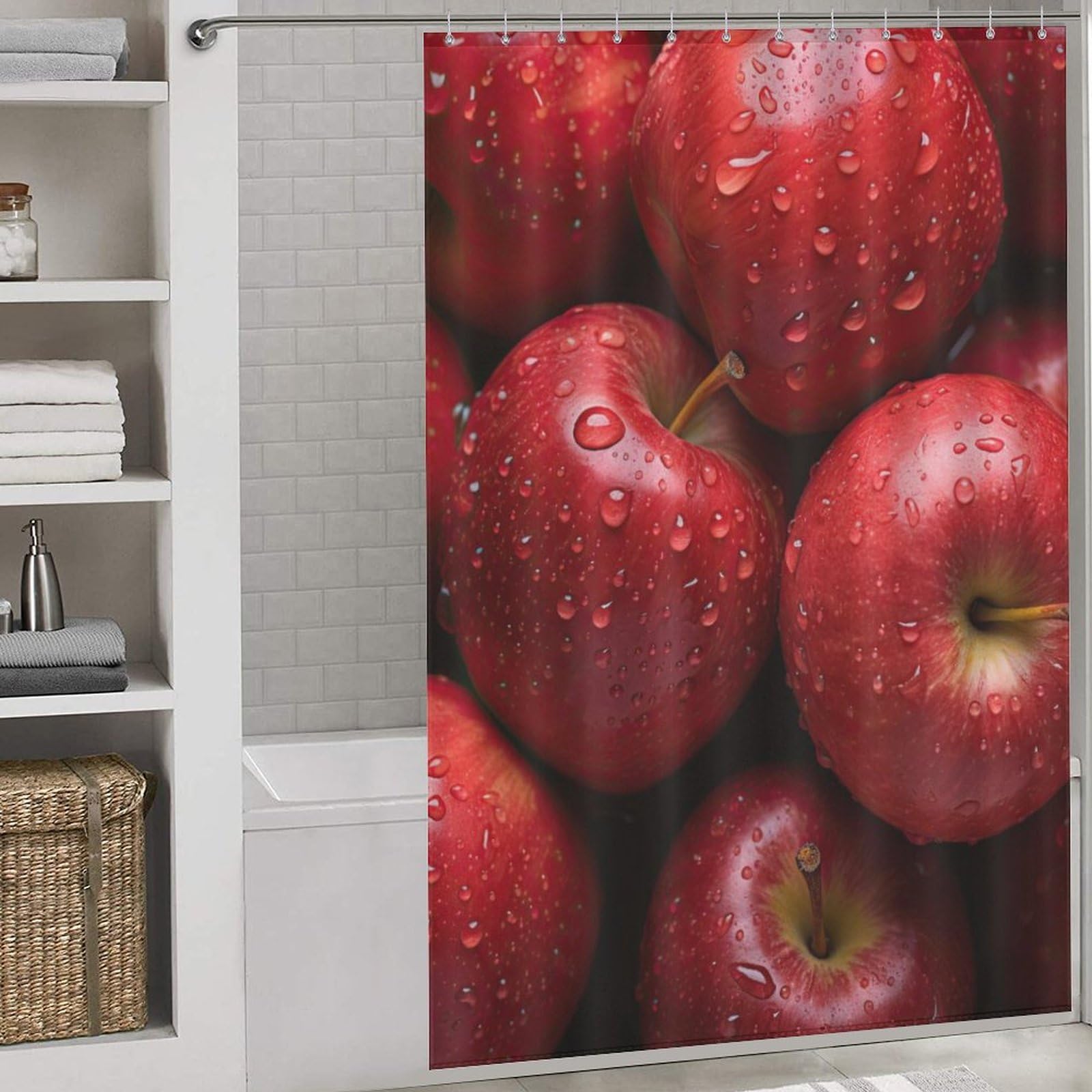Rideau de douche imperméable anti-éclaboussures Red Apple polyester moderne