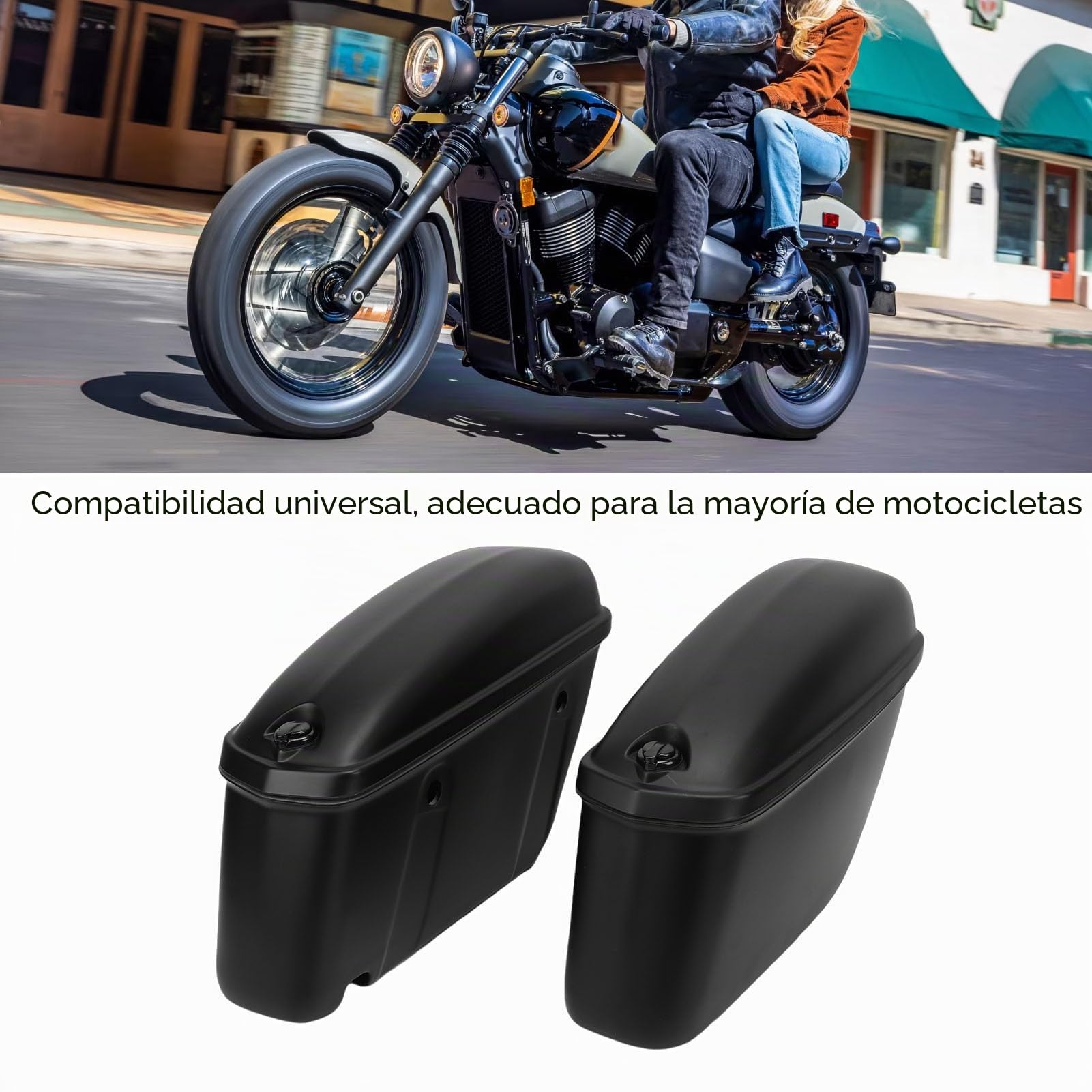 Ausla 22L Maletas Laterales Rígidas para Moto, Resistentes ABS Impermeables con Tapa Bloqueable y Soporte de Montaje Universal, para la Mayoría de Motocicletas Incluyendo Negro Mate