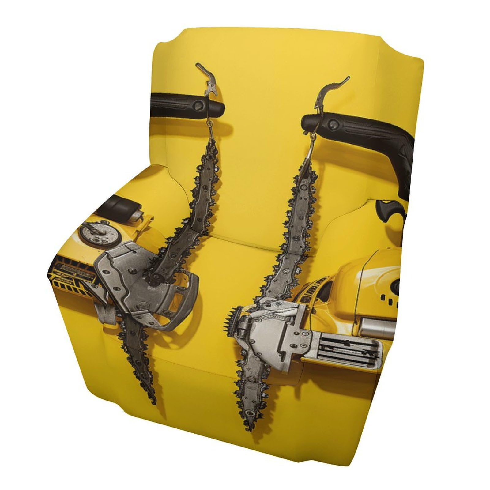 Housse de canapé extensible jaune pour rénover un fauteuil abîmé de 119 cm