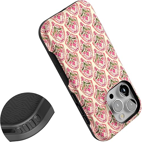 Vista 1224 de Casely Funda para iPhone 15 Pro Jardín Secreto Flores mixtas Funda atrevida Compatible con MagSafe y botón de acción Jardín Secreto Floral