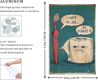 Funny 'I Hate My Job Oh Please' Retro Tin Sign - 12x8 Inch Waterproof Metal Bathroom Wall Art Home Decor