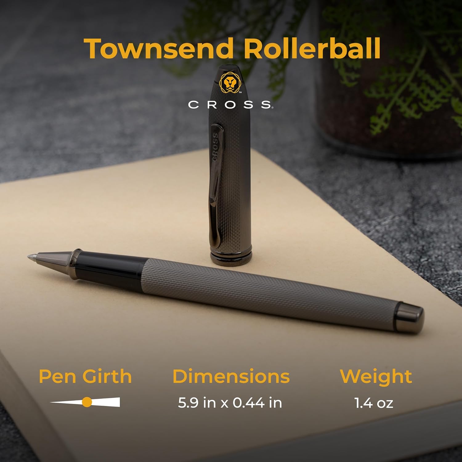 Cross Townsend Rollerball Pen, Slate Gray with Chrome Trim, Custom Engraved — Retirement, Board Recognition, Judicial Appointment, or Executive Gift