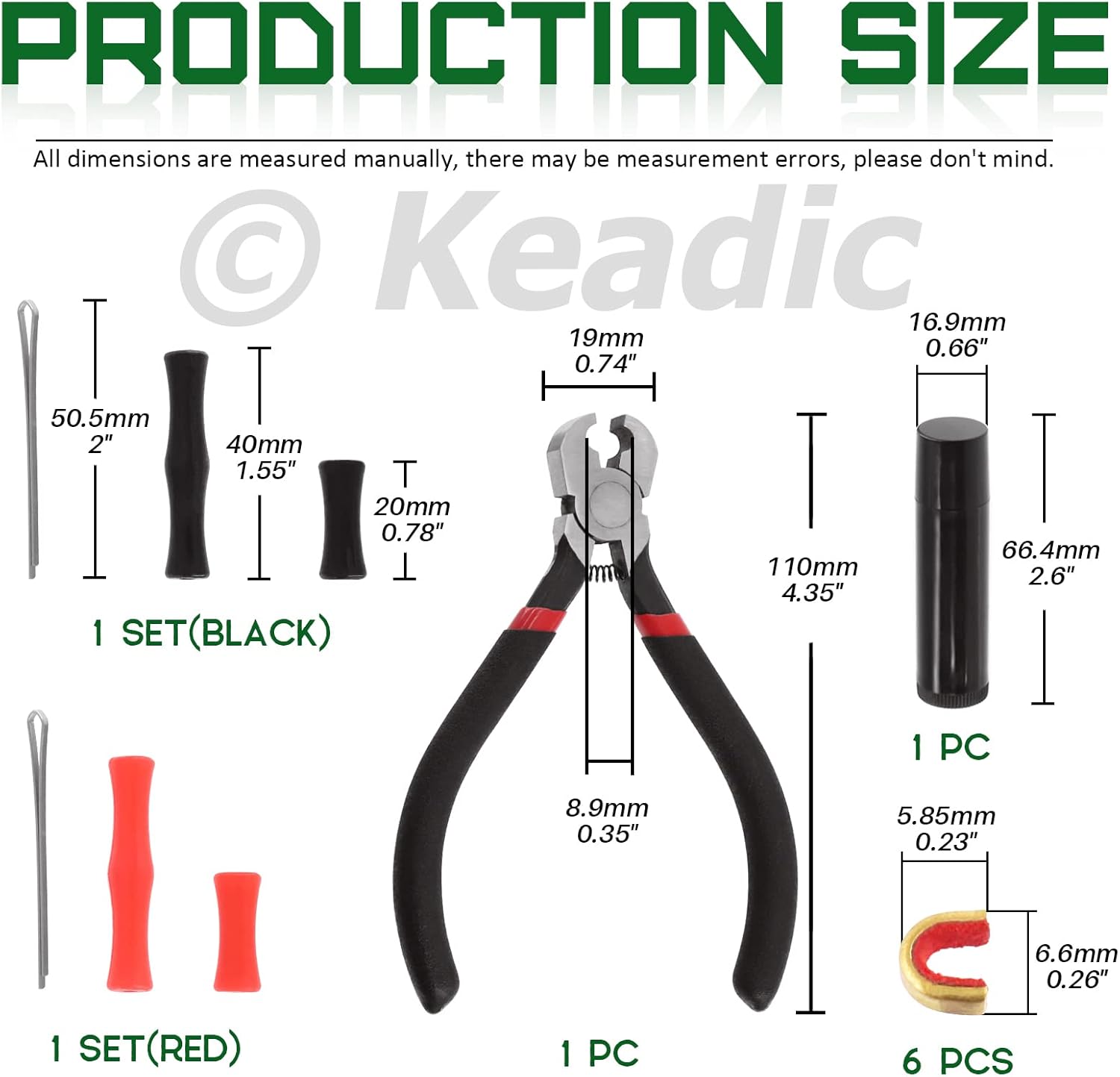 Keadic 17 Pcs Bow String Nocking Point Archery Accessories with T Shape Bow Square Ruler String Wax Protective Finger Gloves Bowstring Buckle Clip for Compound and Recurve