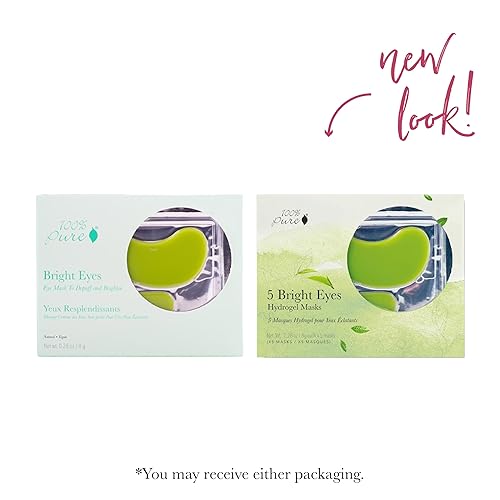Miniatura 2 de 100% PURE Bright Eyes Máscaras para el cuidado de la piel para el cuidado de la piel, suavizando las arrugas, disminuyen las ojeras, la hinchazón,